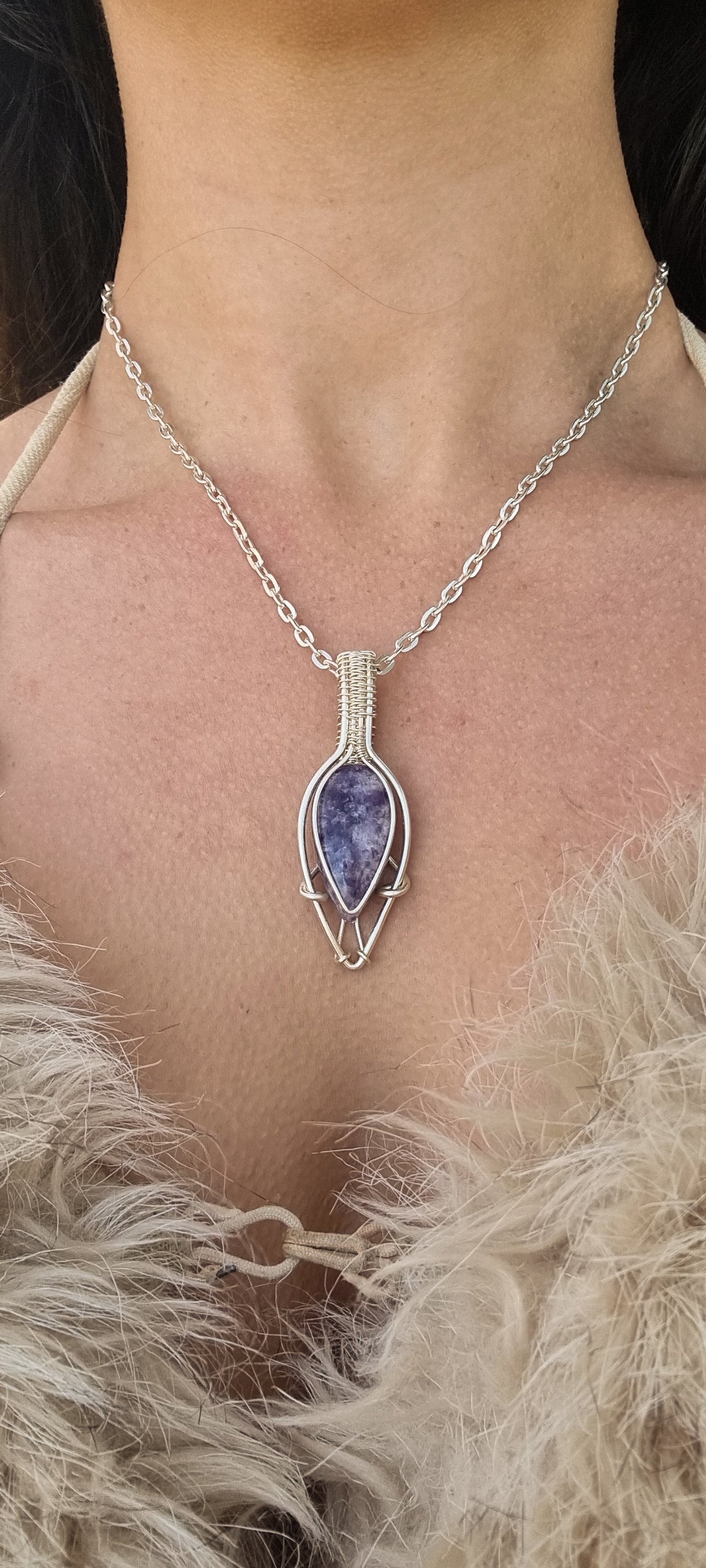 Lepidolite in silver