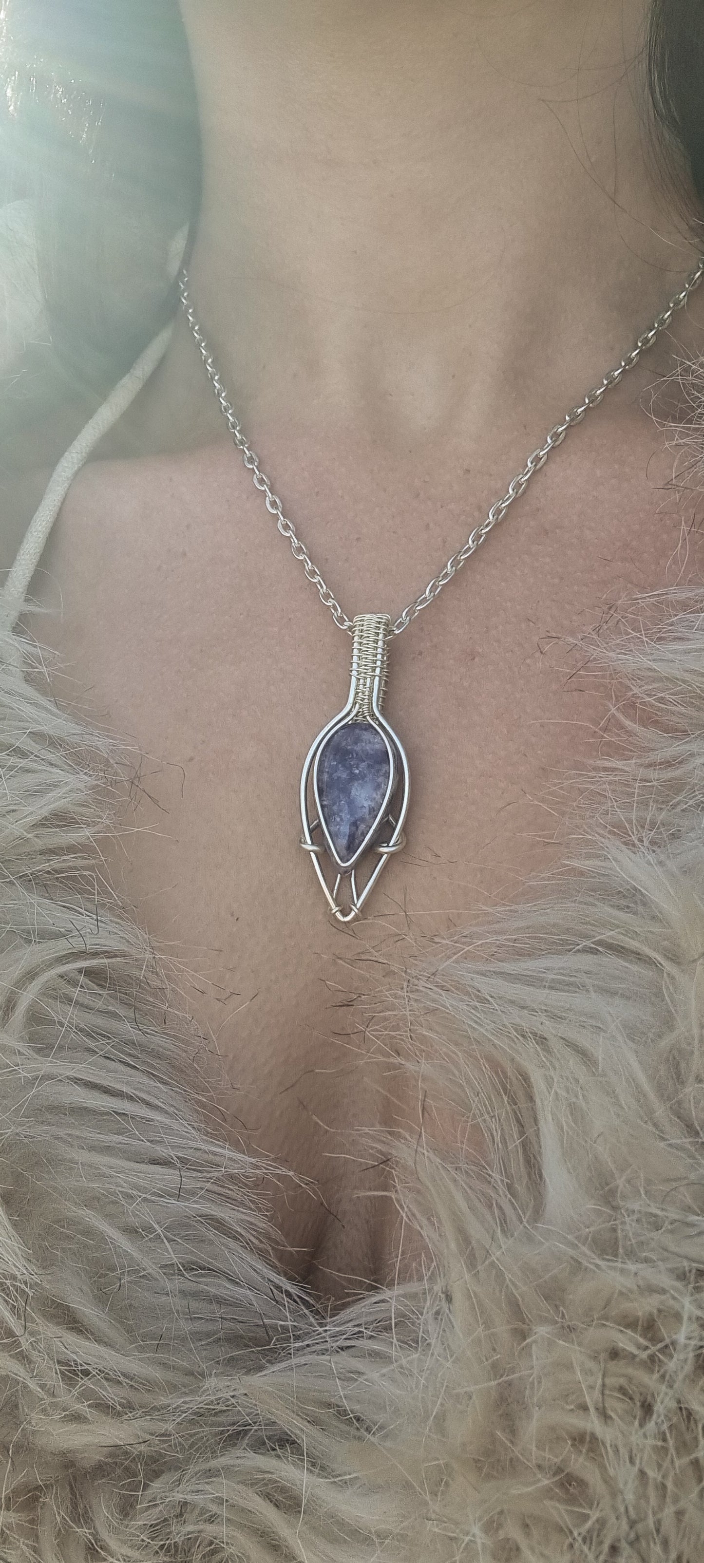 Lepidolite in silver
