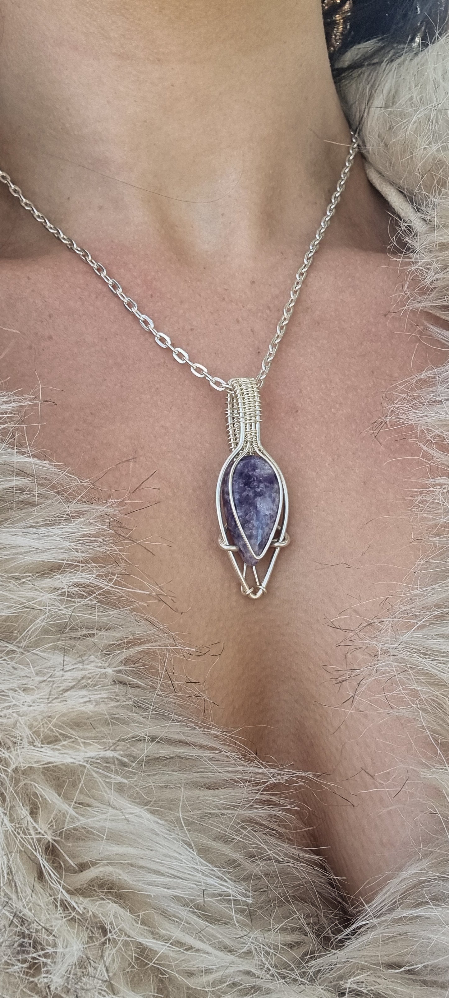 Lepidolite in silver