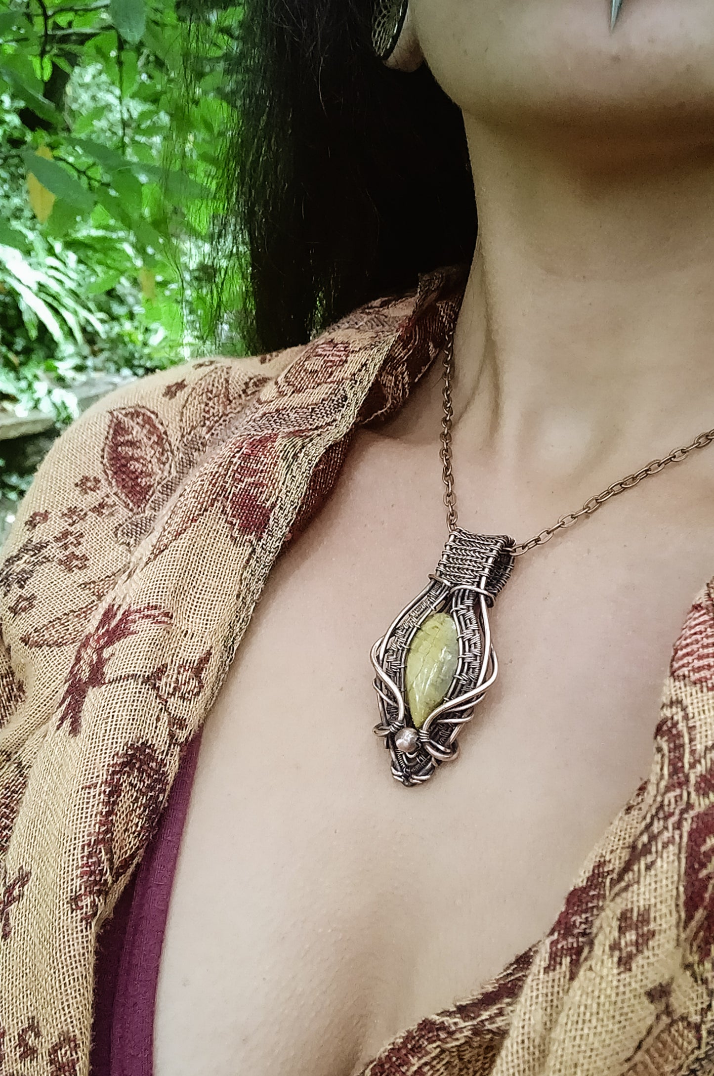 Pietersite pendant in antiqued copper