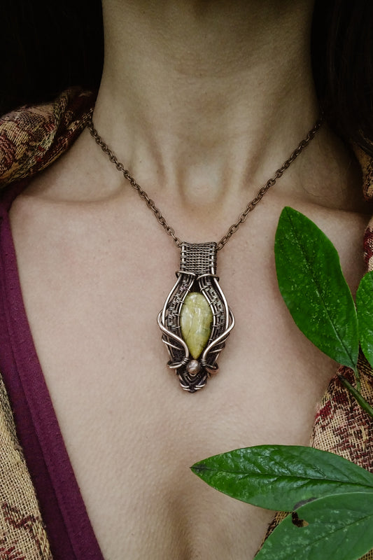 Pietersite pendant in antiqued copper