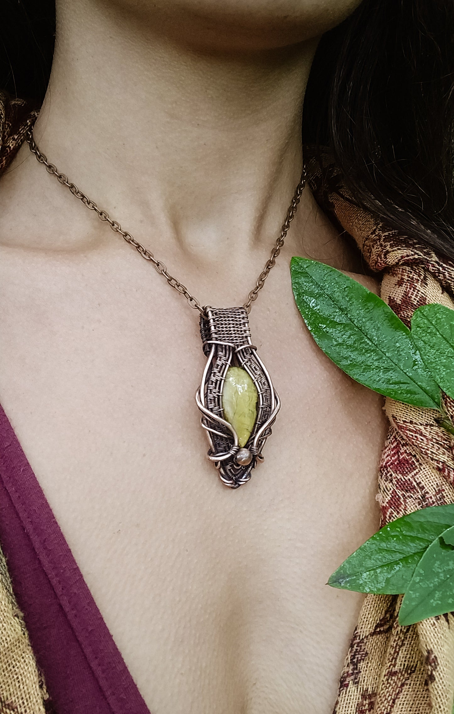 Pietersite pendant in antiqued copper