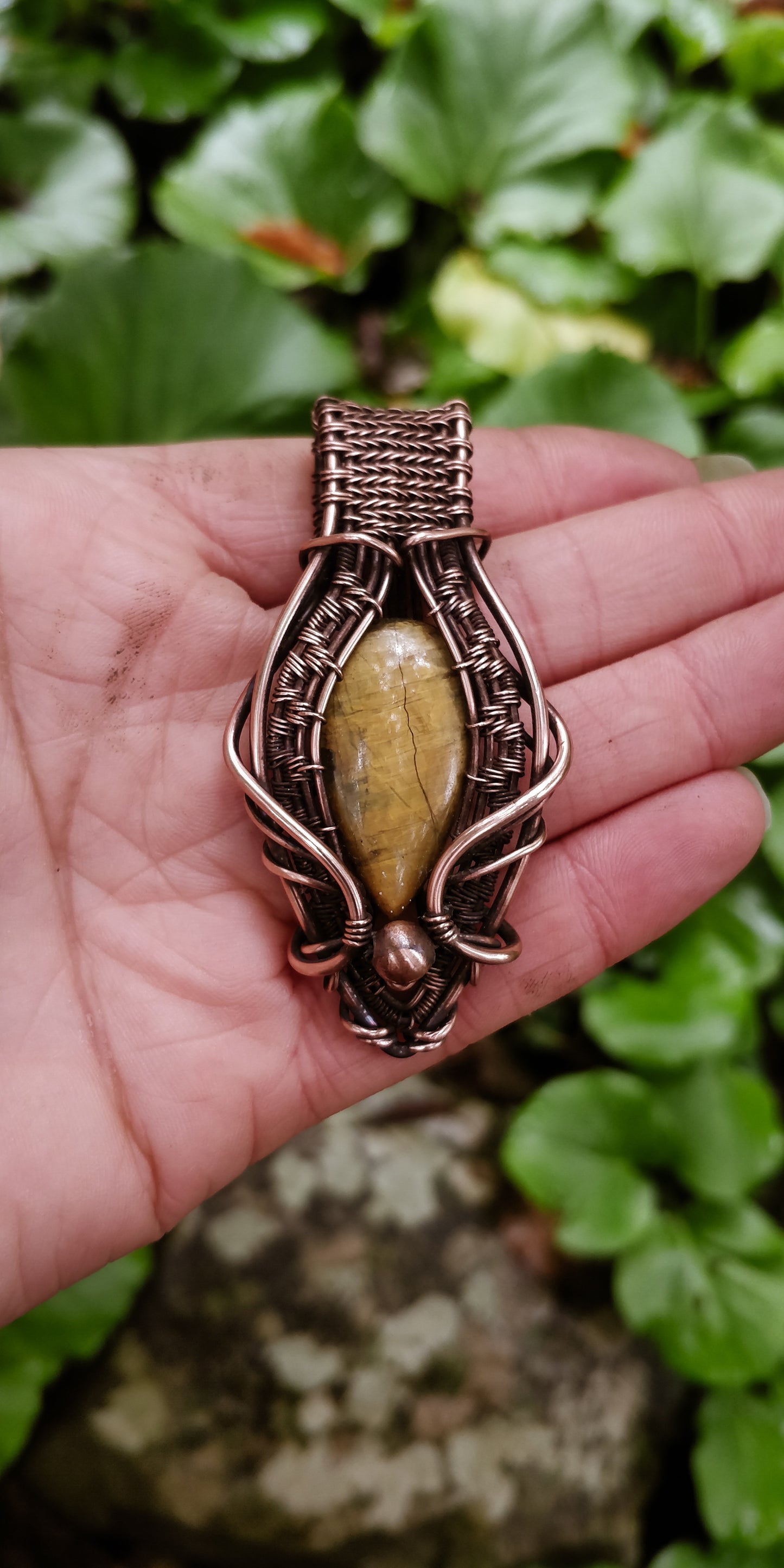 Pietersite pendant in antiqued copper
