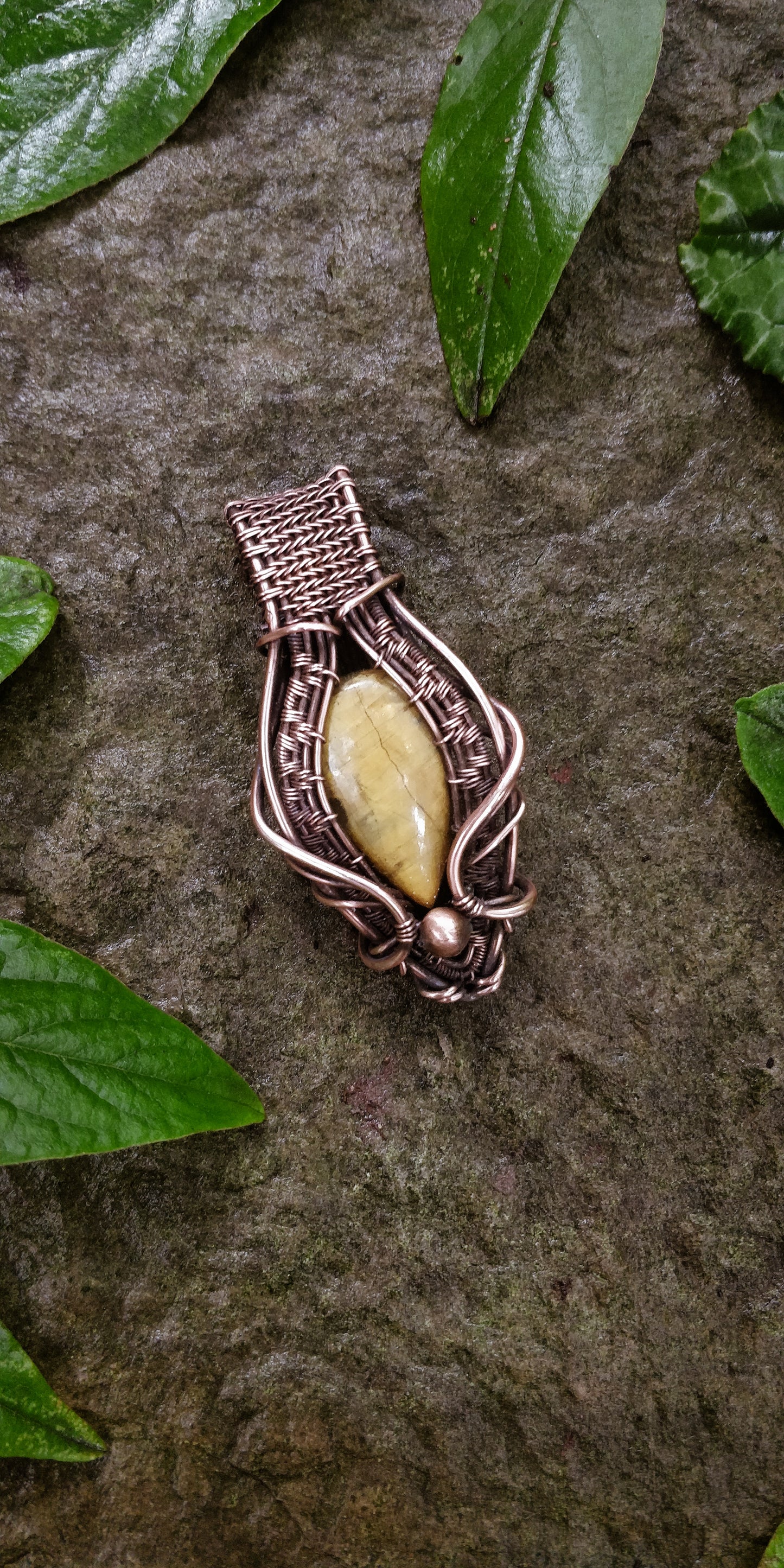 Pietersite pendant in antiqued copper