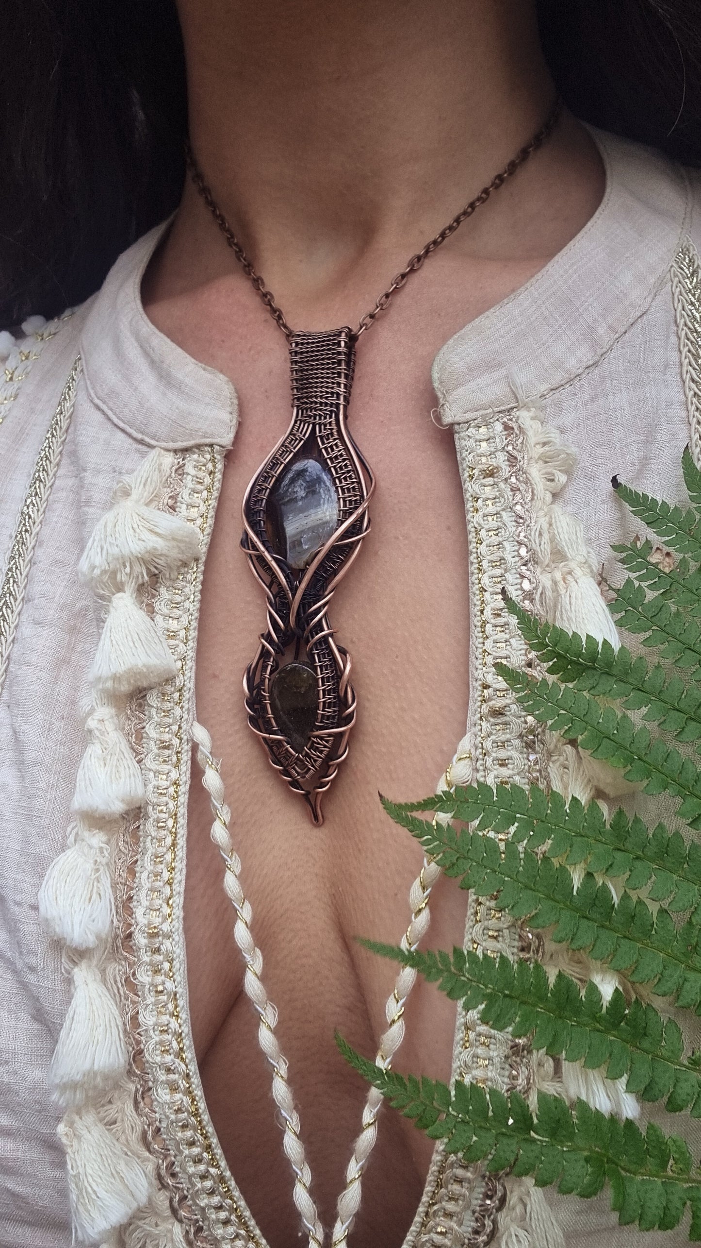 Double Banded Onyx in antiqued copper
