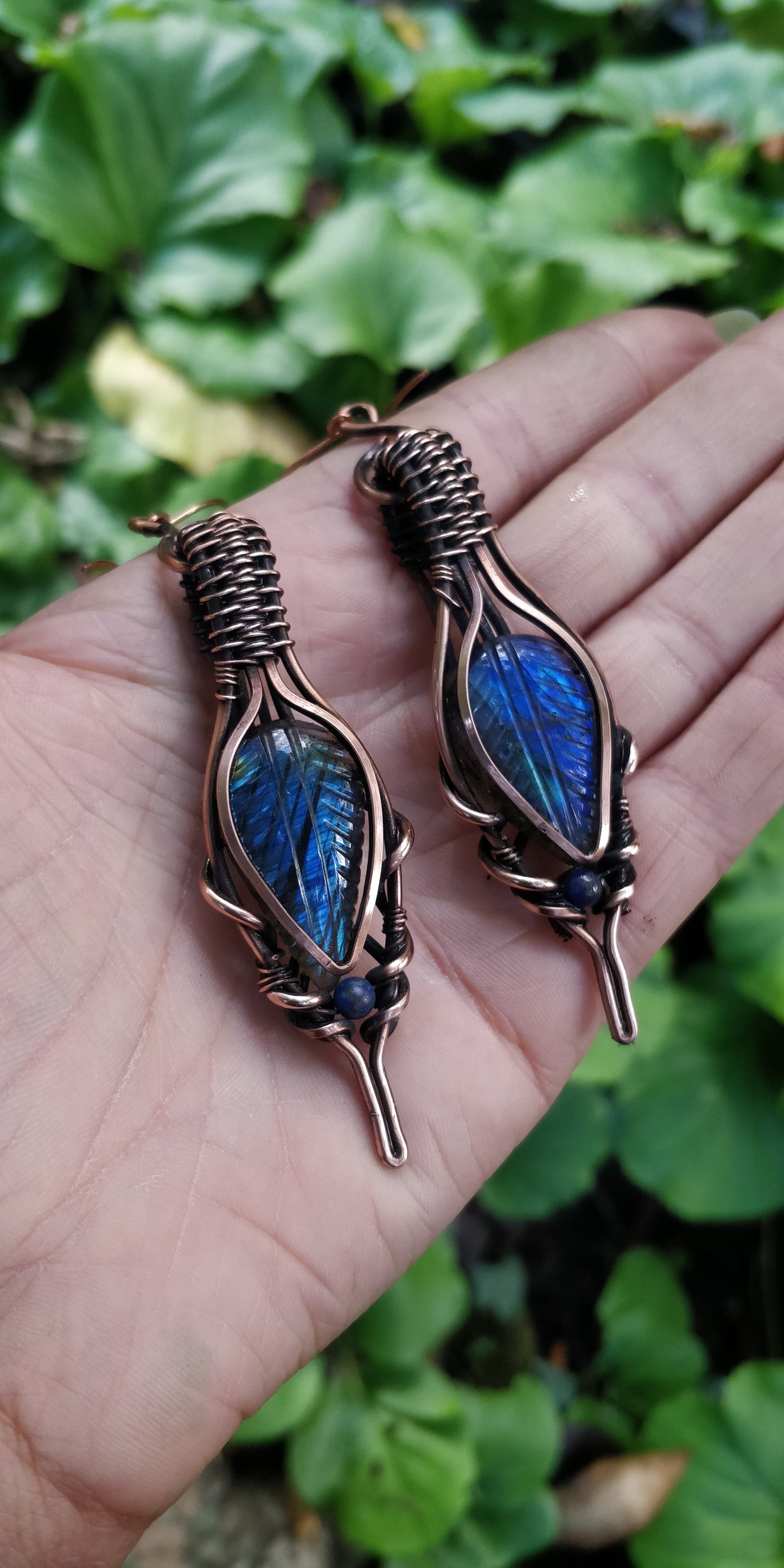 Blue Labradorite Leaf earrings