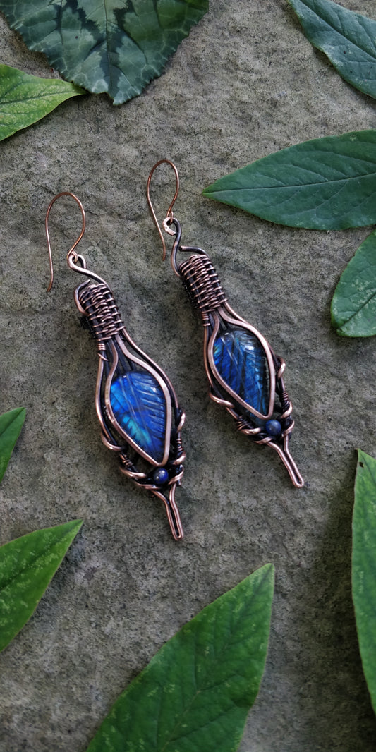 Blue Labradorite Leaf earrings